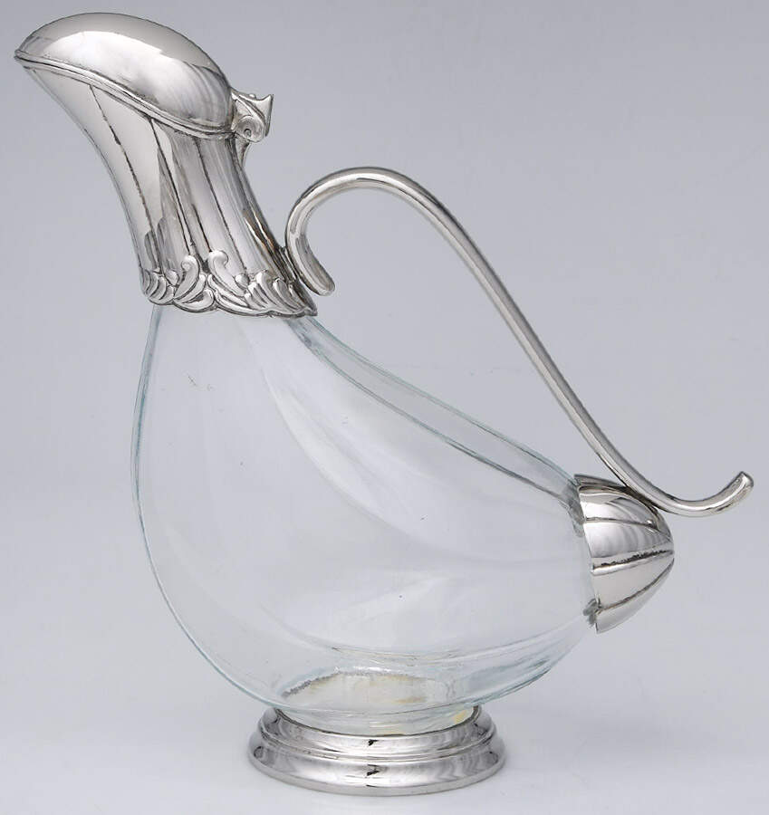 UNH32 (Silverplate, Hollowware) Silverplate Carafe W/Glass Body by Unknown Manufacturer-1