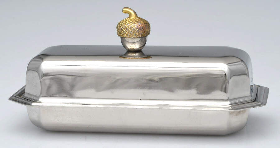 Silverplate Hollowware 1/4 Pound Covered Butter Dish by Unknown Manufacturer-1