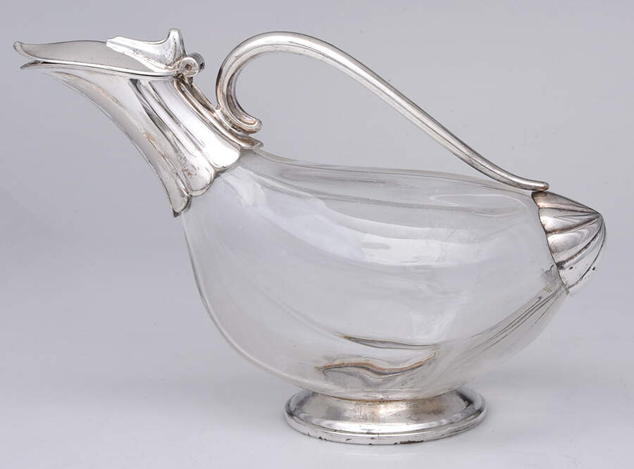 UNH32 (Silverplate, Hollowware) Silverplate Carafe w/Glass Body by Unknown Manufacturer-1