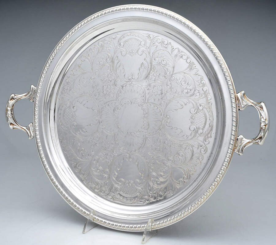 Silverplate Hollowware 12" Round Tray by Unknown Manufacturer-1