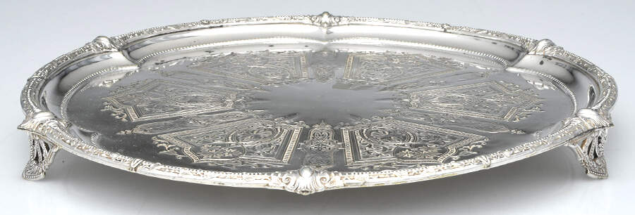 Silverplate Hollowware 13" Round Footed Tray by Unknown Manufacturer-1