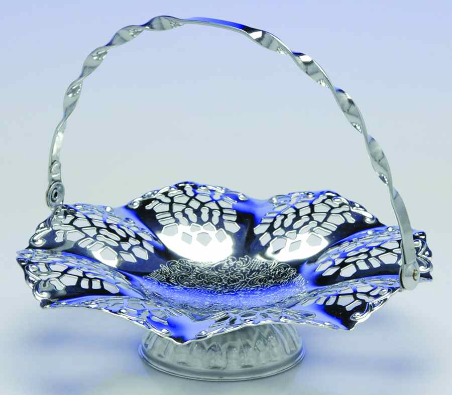 Silverplate Hollowware 6" Handled Bon Bon Bowl by Unknown Manufacturer-1