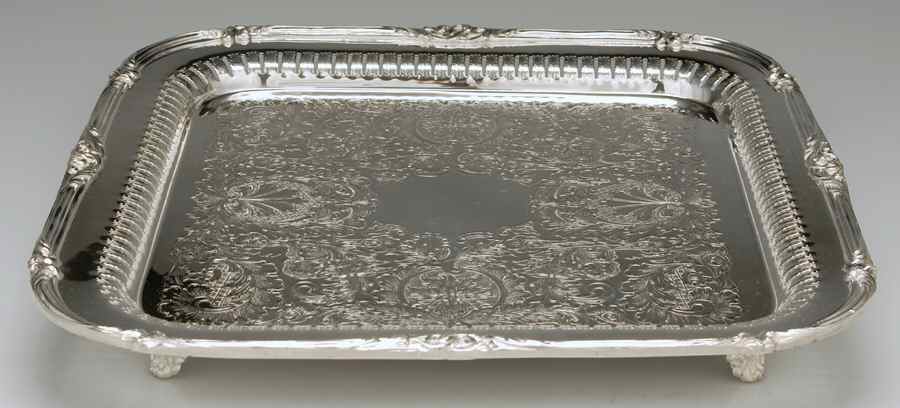 Silverplate Hollowware Square Footed Silverplate Tray by Unknown Manufacturer-1