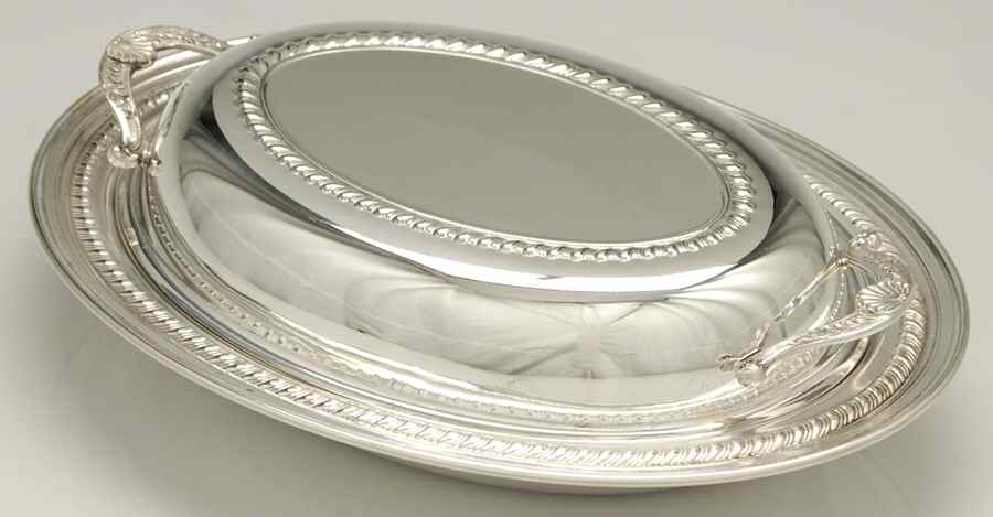 Silverplate Hollowware (2 Pc) 11" Oval Double Vegetable by Unknown Manufacturer-1