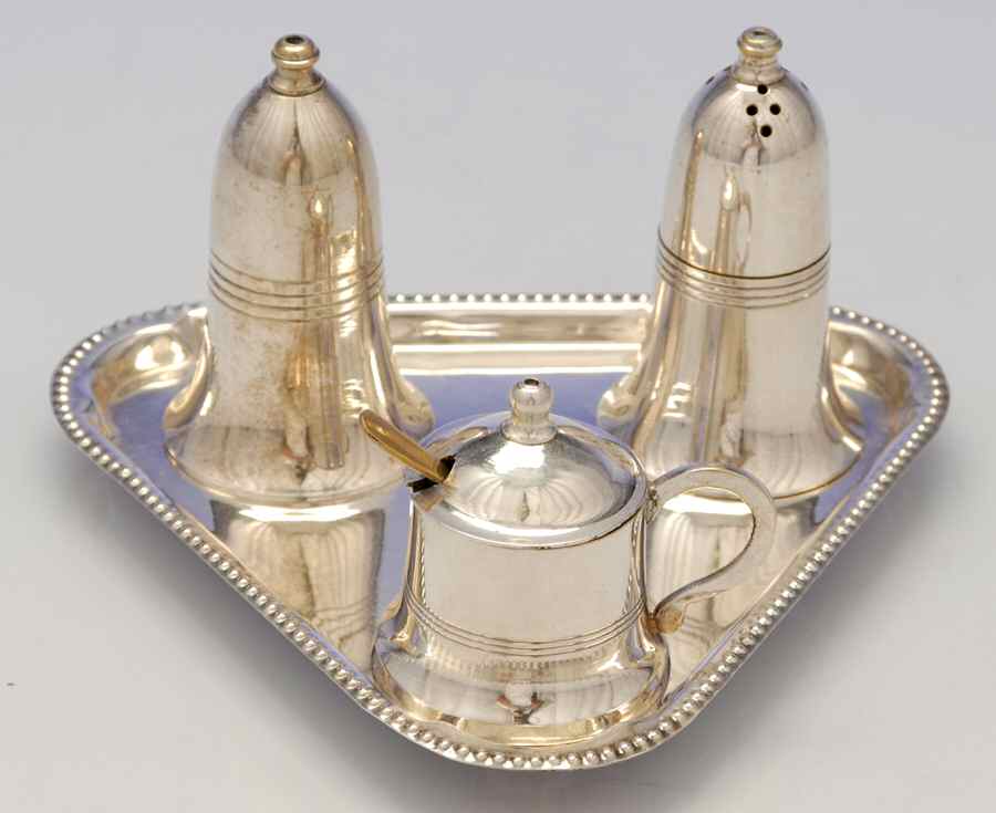Silverplate Hollowware 4pc Condiment Set by Unknown Manufacturer-1