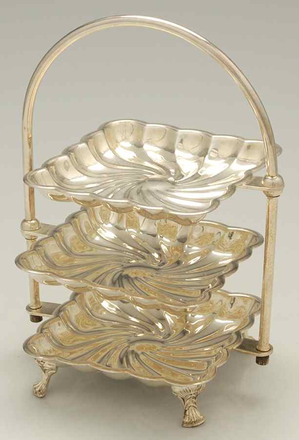 Silverplate Hollowware 3 Tier Bon Bon Serving Tray by Unknown Manufacturer-1