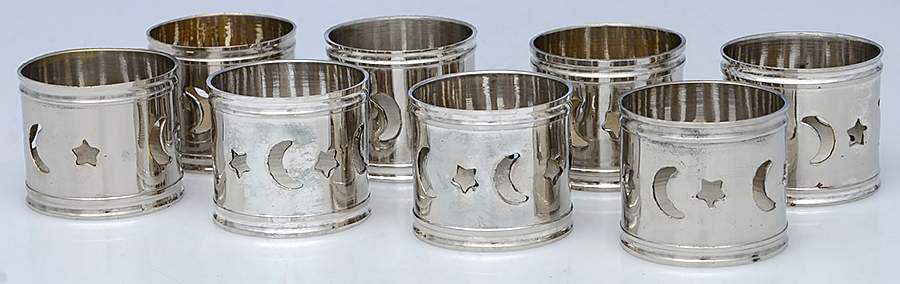Silverplate Hollowware Napkin Ring - Set of 8 by Unknown Manufacturer-1