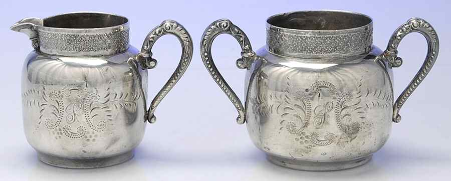 Silverplate Hollowware Creamer & Open Sugar Set by Unknown Manufacturer-1