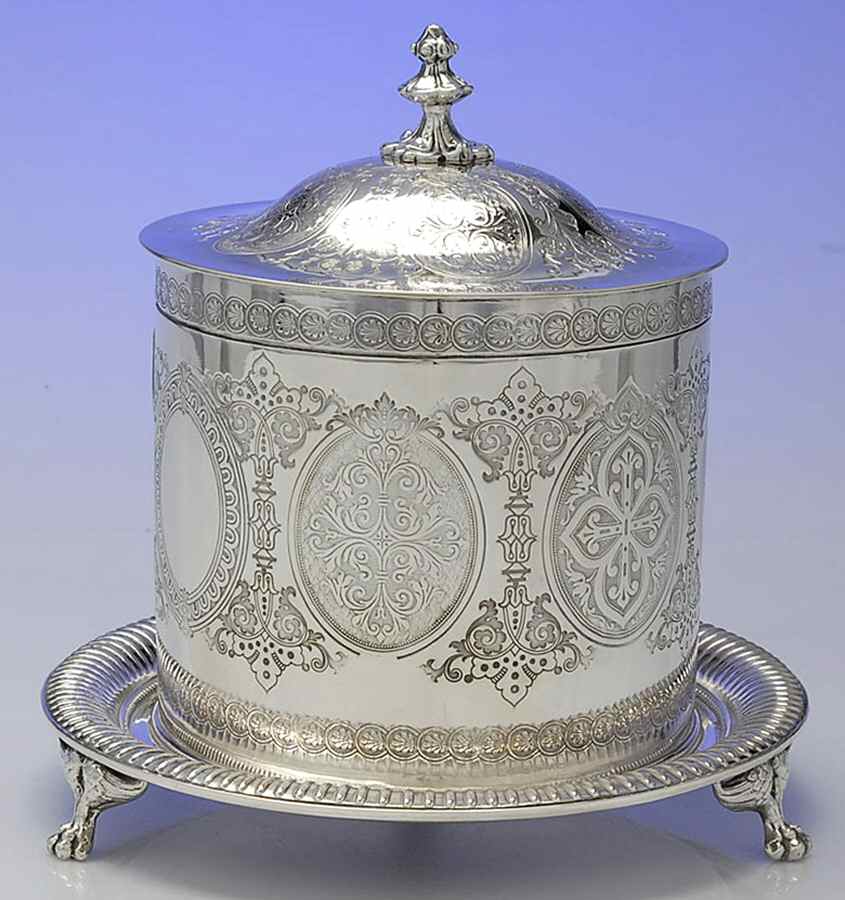 Silverplate Hollowware Biscuit Box with Hinged Lid by Unknown Manufacturer-1