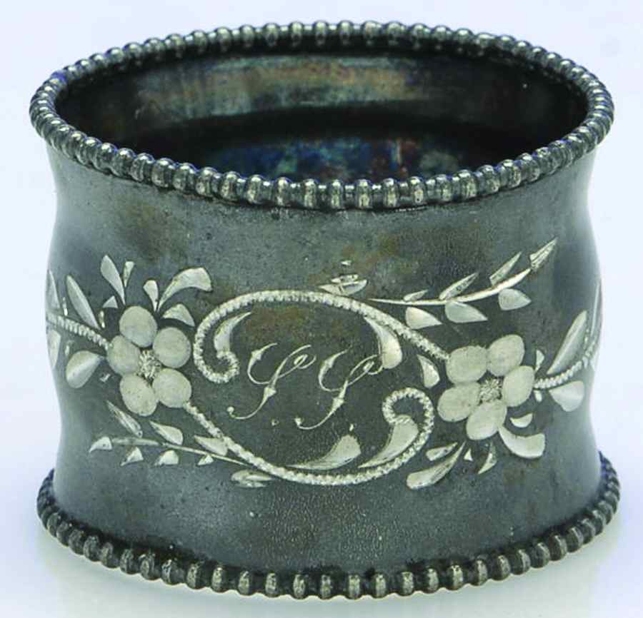 Silverplate Hollowware Monogram Napkin Ring by Unknown Manufacturer-1