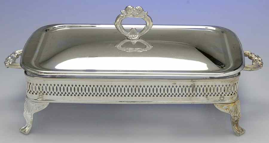 Silverplate Hollowware 2 Qt Rectangular Covered Casserole with Liner by Unknown Manufacturer-1