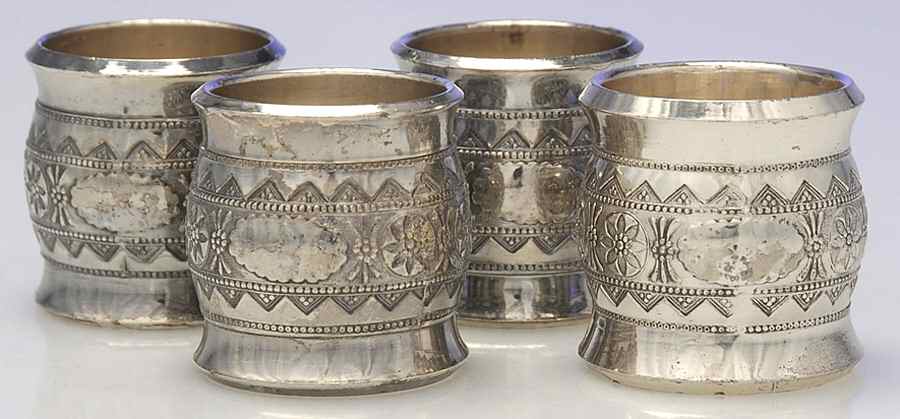 Silverplate Hollowware Napkin Ring - Set of 4 by Unknown Manufacturer-1