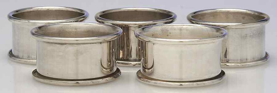 Silverplate Hollowware Napkin Ring - Set of 5 by Unknown Manufacturer-1