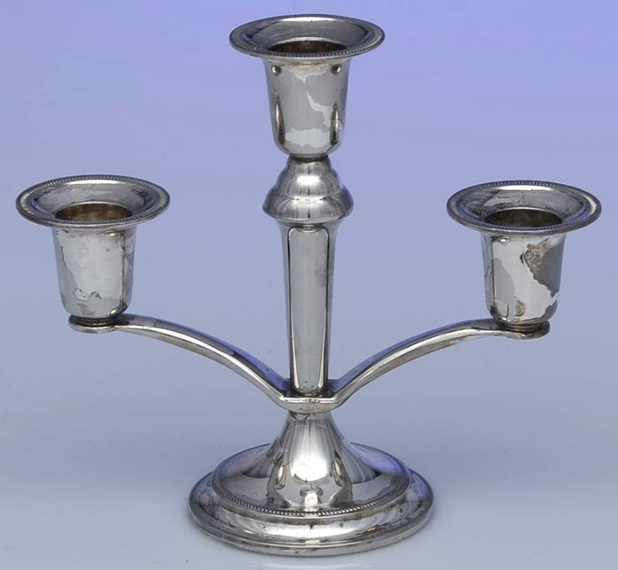 Silverplate Hollowware Small Plated 3-Light Candelabra by Unknown Manufacturer-1