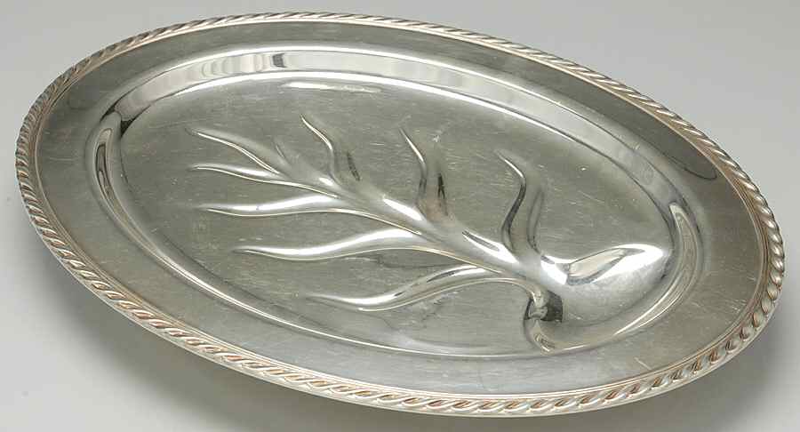 Silverplate Hollowware Meat Platter with Well Tree by Unknown Manufacturer-1