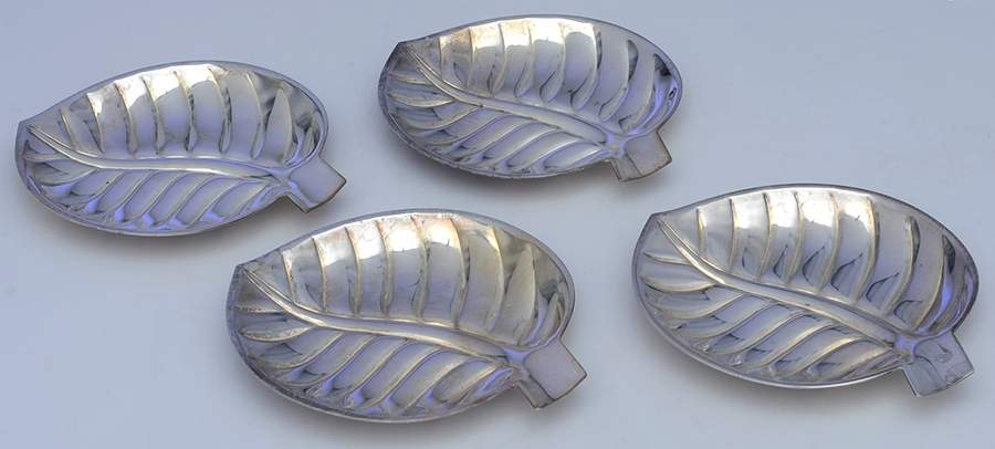 Silverplate Hollowware Leaf Shape Bon Bon Bowl - Set of 4 by Unknown Manufacturer-1