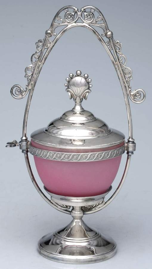 Silverplate Hollowware Crystal Sugar Bowl/Spoon Holder Glass and Metal by Unknown Manufacturer-1
