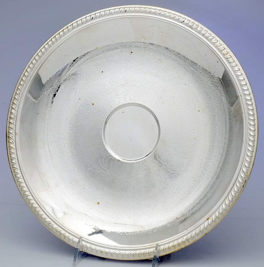 Silverplate Hollowware 12" Round Tray by Unknown Manufacturer-1