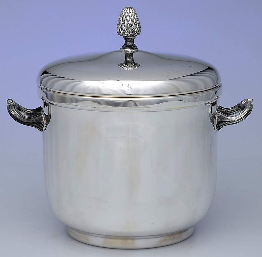 Silverplate Hollowware Ice Bucket & Glass Liner by Unknown Manufacturer-1