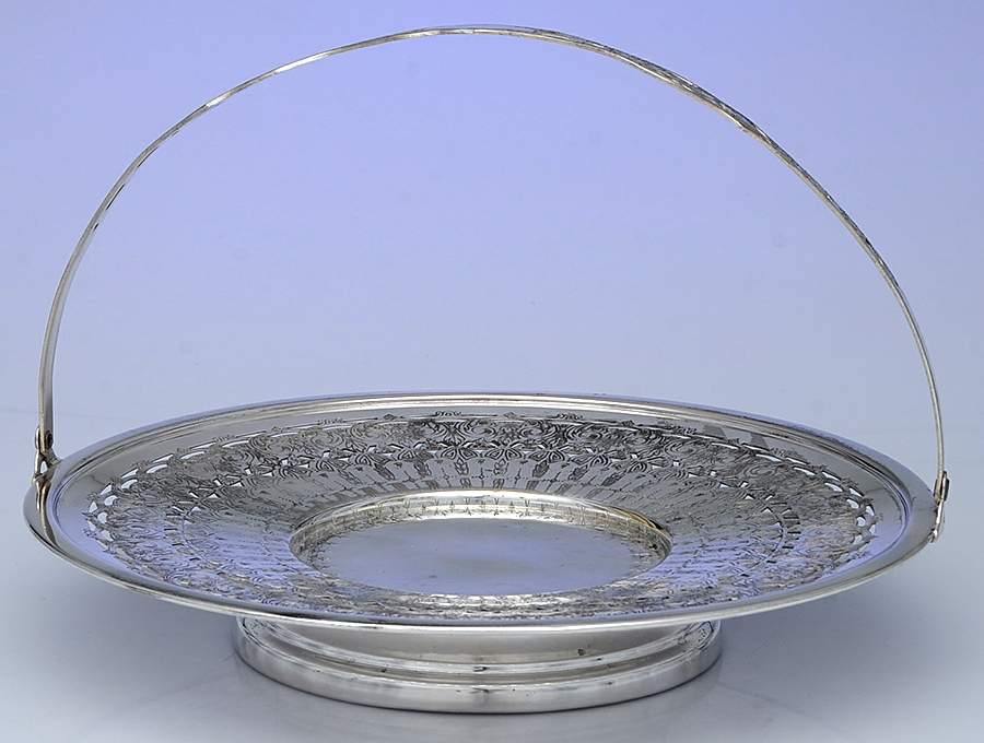 Silverplate Hollowware Footed Handled Cake Basket by Unknown Manufacturer-1