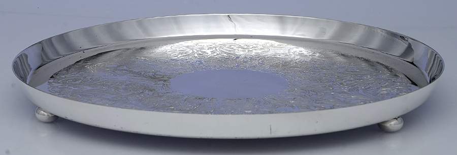 Silverplate Hollowware 11" Round Footed Tray by Unknown Manufacturer-1
