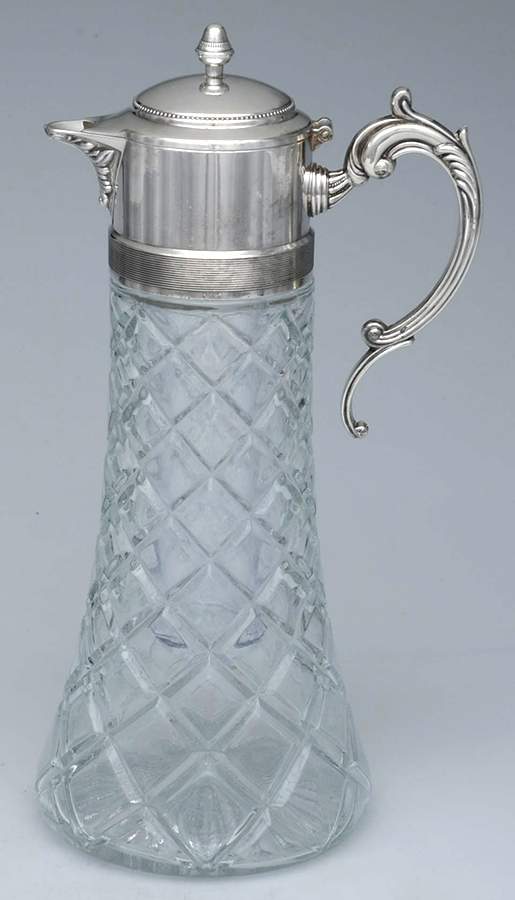 Silverplate Hollowware Crystal Beverage Server w/Silverplate Lid by Unknown Manufacturer-1