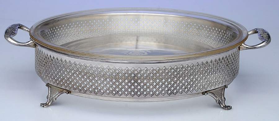 Silverplate Hollowware Pie Holder W/Glass Plate by Unknown Manufacturer-1