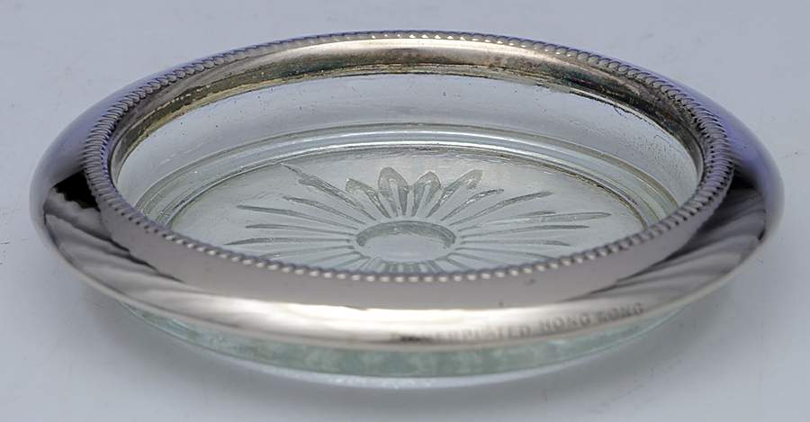 Silverplate Hollowware Crystal Coaster with Silverplate Rim by Unknown Manufacturer-1