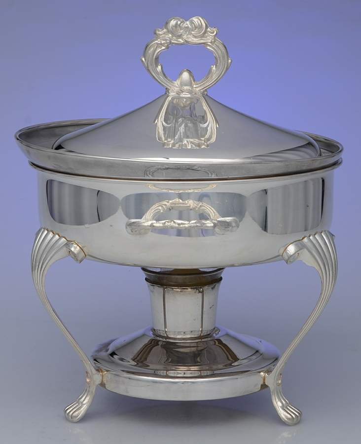 Silverplate Hollowware Chafing Dish W/Lid, Burner & Stand by Unknown Manufacturer-1