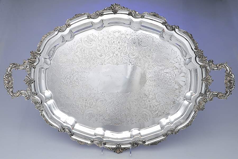 Silverplate Hollowware Large Footed Waiter Tray by Unknown Manufacturer-1