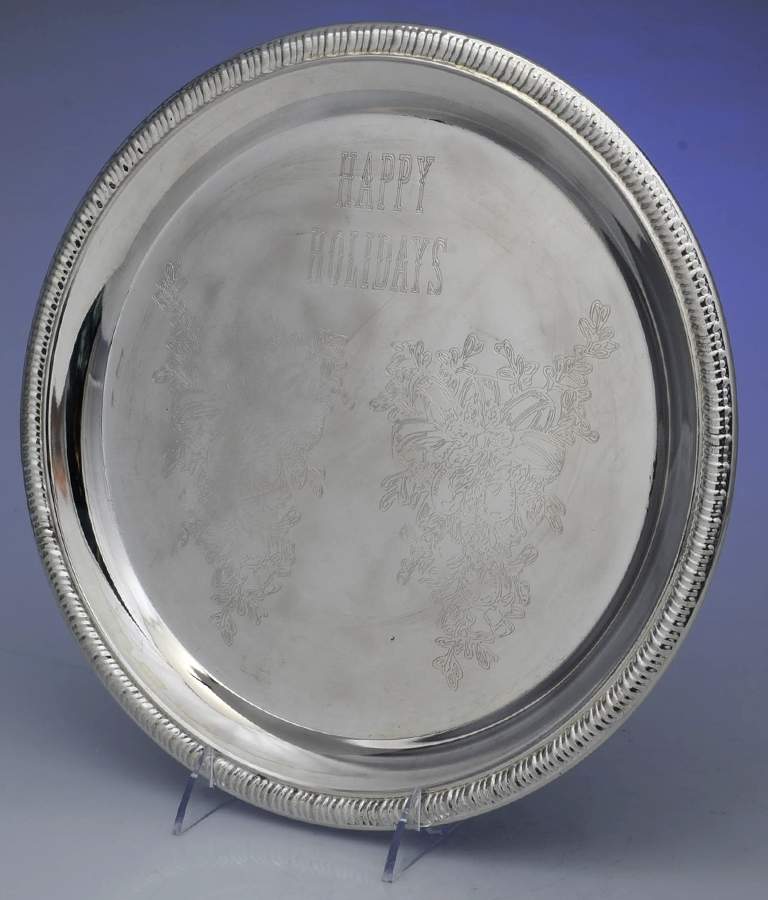 Silverplate Hollowware 12" Round Tray by Unknown Manufacturer-1