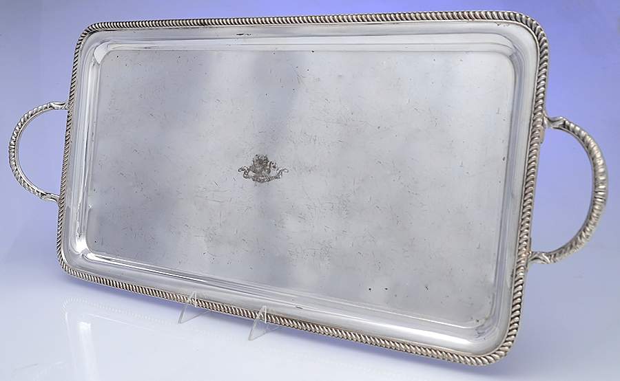 Silverplate Hollowware 23" Rectangular Handled Tray by Unknown Manufacturer-1