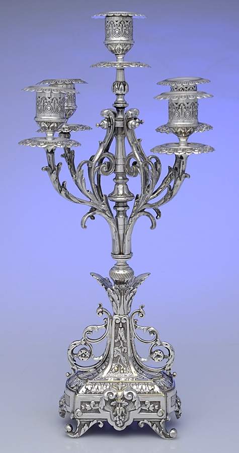Silverplate Hollowware 13" 5 Light Candelabra by Unknown Manufacturer-1