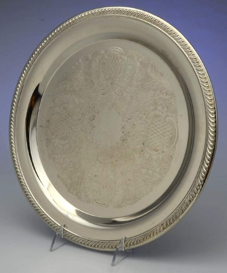 Silverplate Hollowware 12" Round Tray by Unknown Manufacturer-1