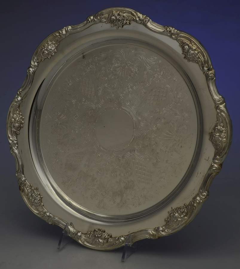 Silverplate Hollowware 13" Round Tray by Unknown Manufacturer-1