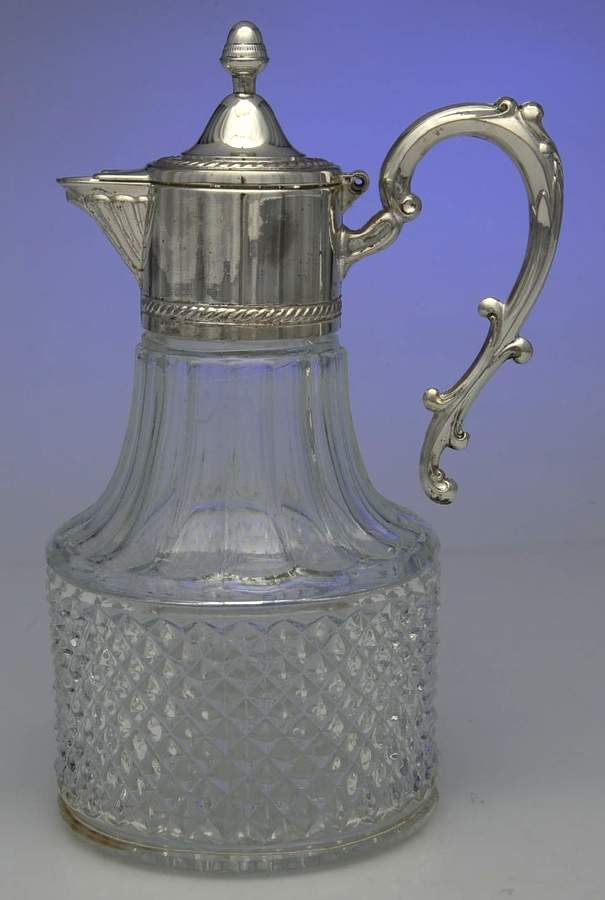 Silverplate Hollowware Glass & Metal Pitcher by Unknown Manufacturer-1