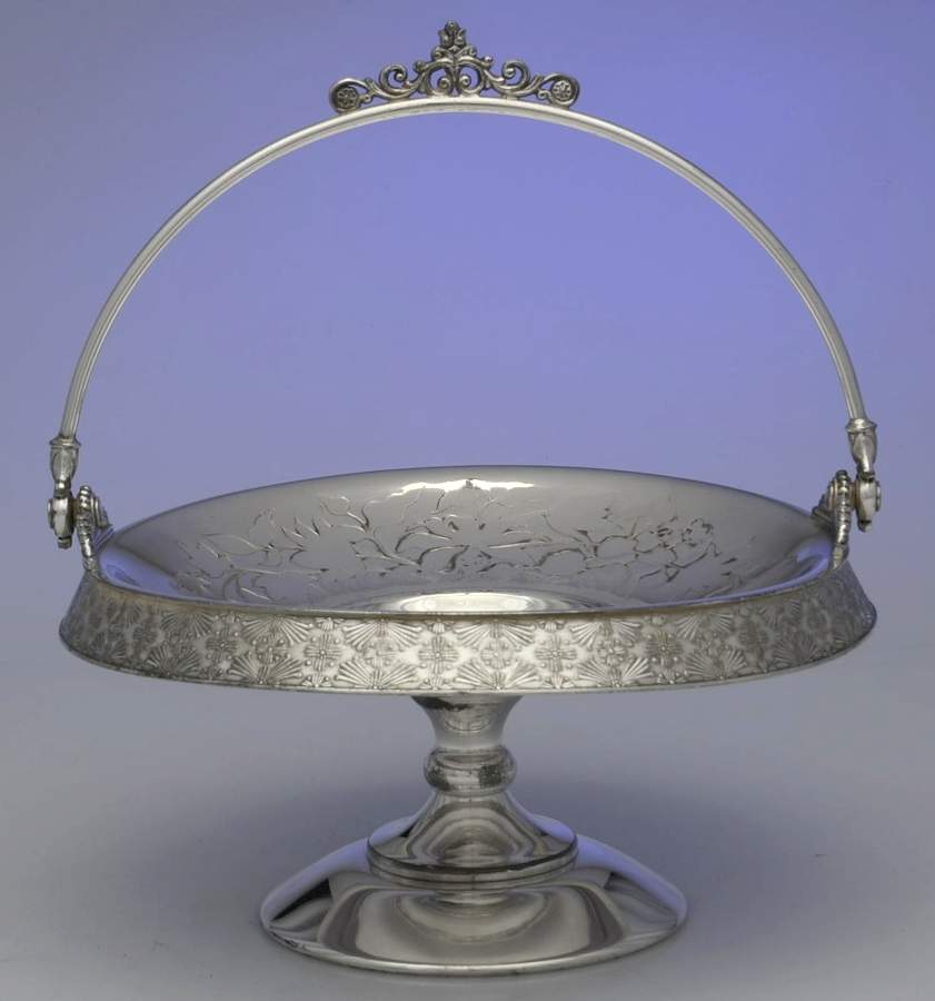 Silverplate Hollowware Footed Handled Cake Basket by Unknown Manufacturer-1