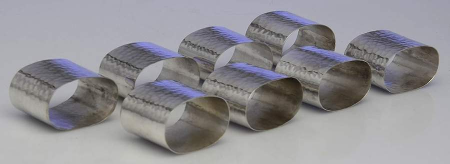 Silverplate Hollowware Napkin Ring - Set of 8 by Unknown Manufacturer-1