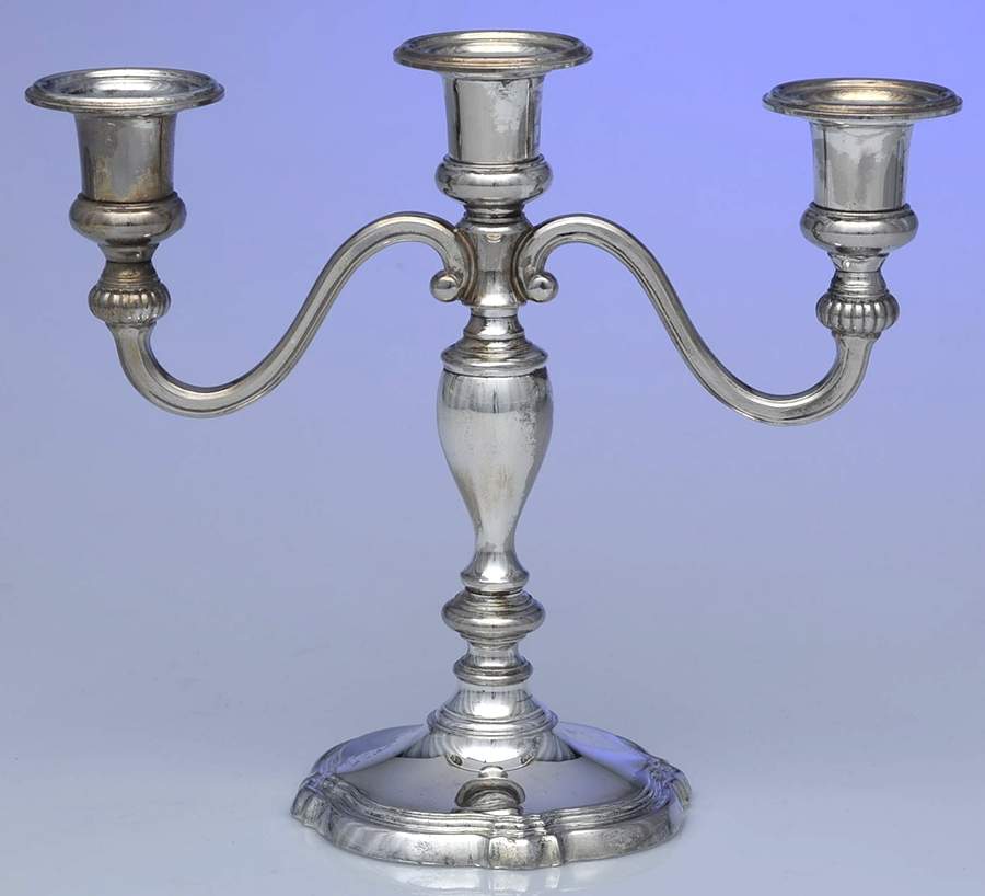 Silverplate Hollowware Medium 3-Light Candelabra by Unknown Manufacturer-1