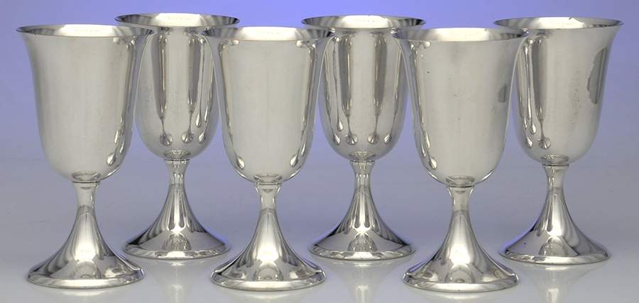 Silverplate Hollowware Water Goblet - Set of 6 by Unknown Manufacturer-1