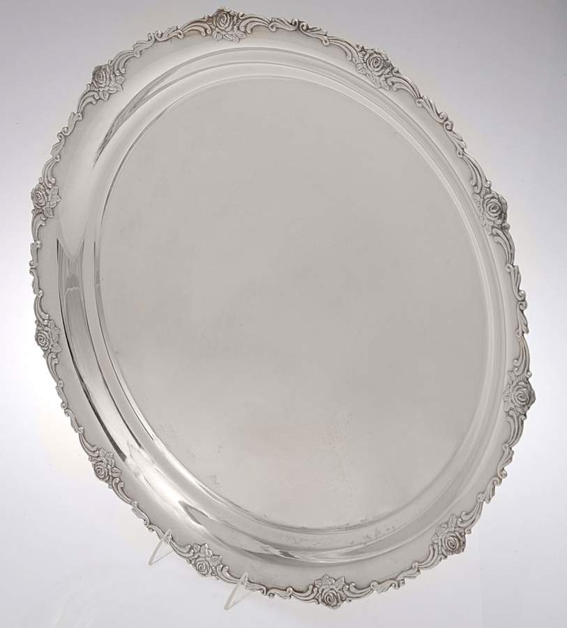 Silverplate Hollowware 20" 3-Toed Silverplate Round Tray by Unknown Manufacturer-1