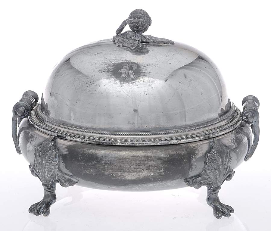 Silverplate Hollowware Round Covered Butter Dish & Strainer by Unknown Manufacturer-1