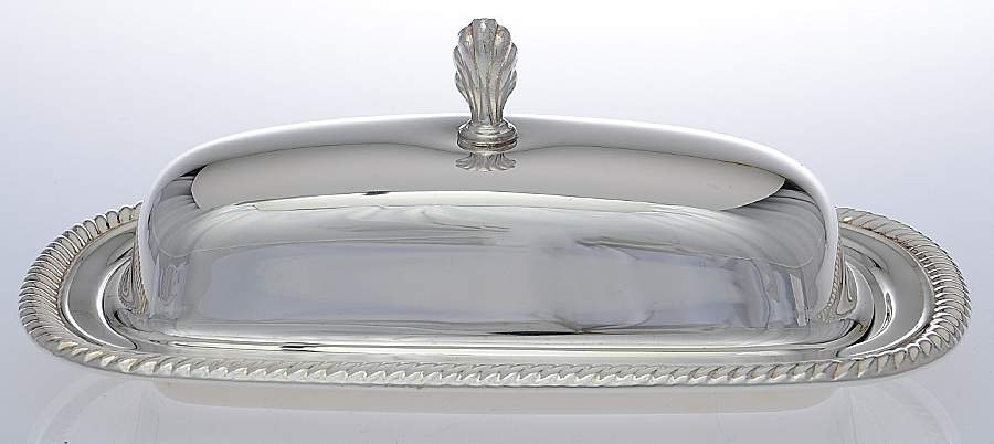 Silverplate Hollowware 1/4 Pound Covered Butter Dish by Unknown Manufacturer-1