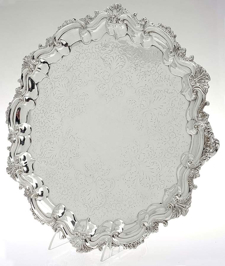 Silverplate Hollowware 15" Footed Round Tray by Unknown Manufacturer-1