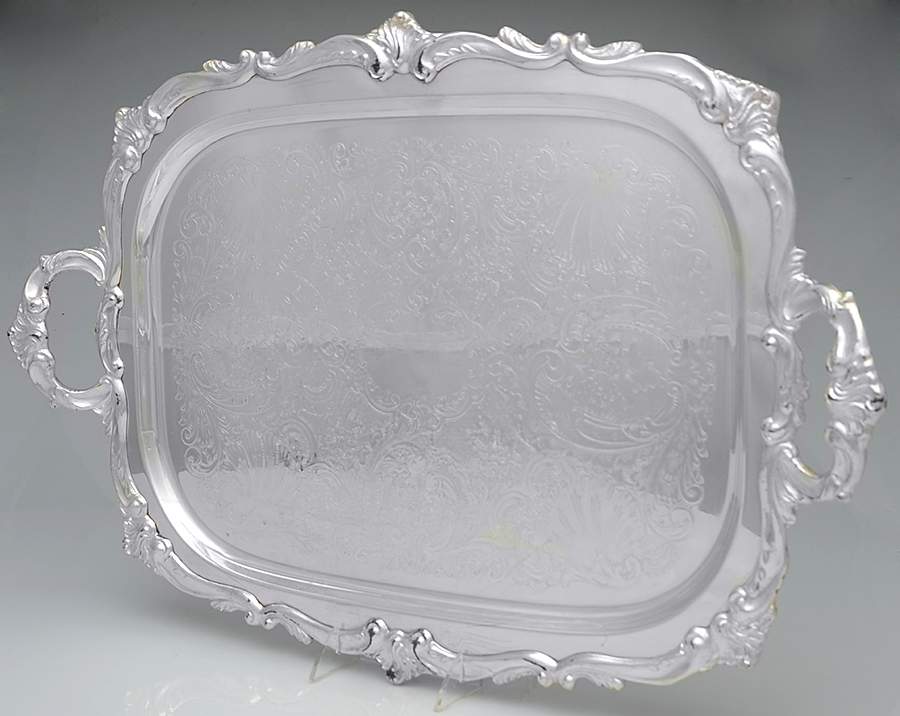 Silverplate Hollowware 19" Footed Waiter Tray by Unknown Manufacturer-1