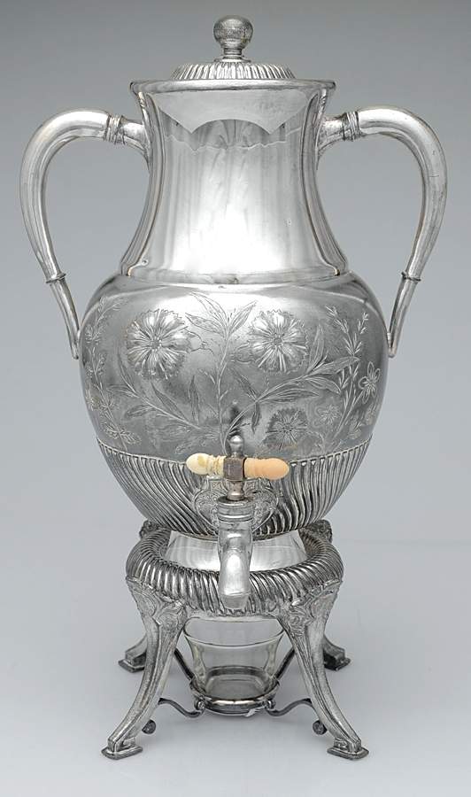 Silverplate Hollowware Samovar with attached Stand and Burner by Unknown Manufacturer-1