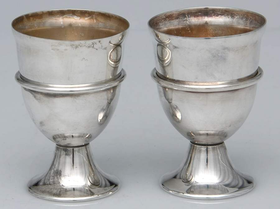 Silverplate Hollowware (Set of 2) Egg Cups with Liners by Unknown Manufacturer-1