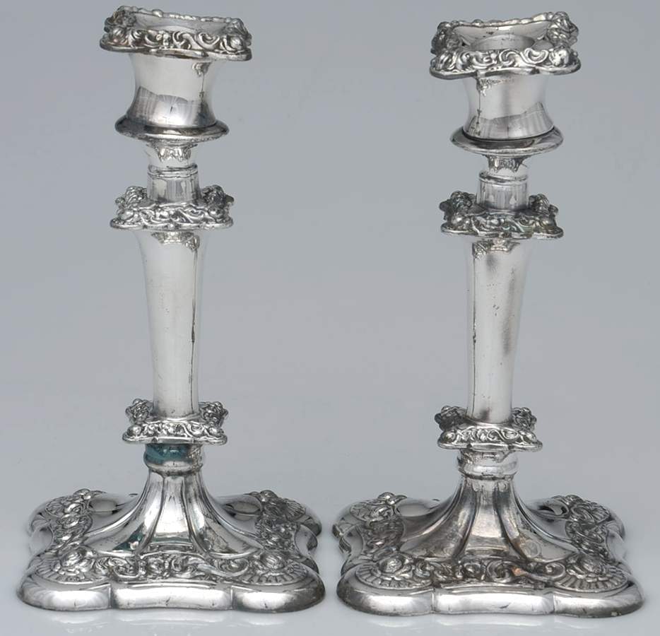 Silverplate Hollowware Pair of 8" Candlesticks by Unknown Manufacturer-1
