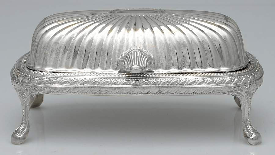 Silverplate Hollowware Roll Top Round Butter W/Glass Liner by Unknown Manufacturer-1