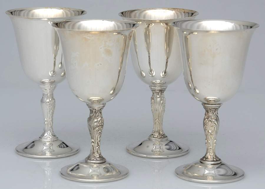 Silverplate Hollowware Wine Goblet - Set of 4 by Unknown Manufacturer-1